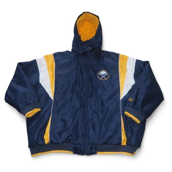 G-III Sports by Carl Banks Vintage 90s Y2K NHL Buffalo Sabres Hooded Jacket 4XL - Picture 1 of 8